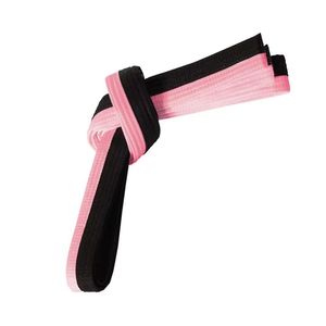 Ceinture de karaté rayée rose et noire en coton, sangle de grade d'arts martiaux, ceinture d'entraînement professionnelle, ceinture de grade BJJ de qualité supérieure - Product Image 2