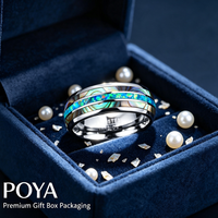 Bague en carbure de tungstène avec incrustation de coquille d'ormeau et d'opale écrasée, alliance bombée unisexe, bijoux inspirés de l'océan en gros