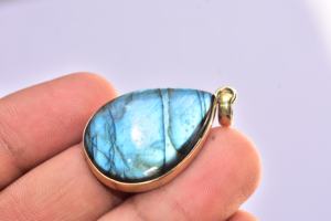 DIY Drum Natural Labradorite Gold Plating Pendants Dzi Beads for Jewelry Making - Product Image 5