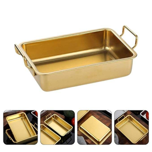 Bandeja Rectangular de Metal Chapada en Oro al por Mayor, Bandeja de Servicio de Acero Inoxidable Personalizada de Lujo - Product Image 4