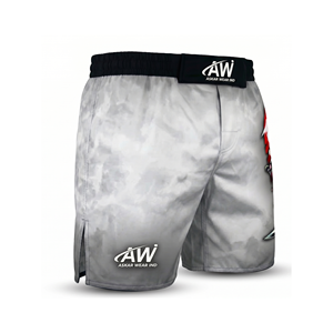 กางเกง MMA ยี่ห้อ Askar Wear รุ่น Ind สำหรับผู้ชาย ทรงปกติ แห้งเร็ว พิมพ์ลายแบบ Sublimation สำหรับกีฬาต่อสู้แบบผสมผสาน สีเทา ลายสีแดง - Product Image 4