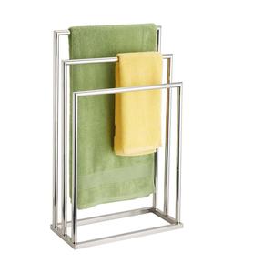 Toallero vertical de metal que ahorra espacio para baño, soporte independiente con barras colgantes de varios niveles y base estable - Product Image 3