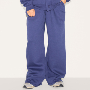 Pantalones deportivos anchos azules para mujer, joggers personalizados de poliéster y algodón, joggers holgados de calidad premium OEM para mujer - Product Image 1