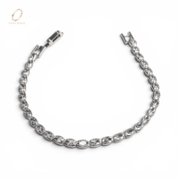 Bracelet Chaîne Tennis Tendance en Argent 925 Plaqué Platine et Zirconium, Bracelet en Cuivre pour Femmes et Filles, Bijoux de Mode en Gros