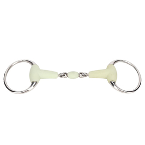 Bocado para Caballo de Acero Inoxidable con Boquilla de Goma Blanca y Anillo Grande - Product Image 3