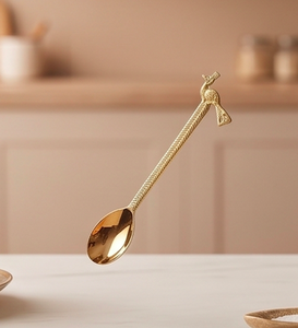 Cuillère de mariage en forme de paon couleur or de luxe, parfaite pour les hôtels, restaurants et services de table de dessert. - Product Image 1