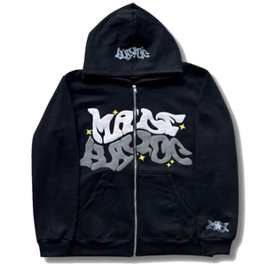 Sweat à capuche streetwear à fermeture éclair intégrale – Impression 3D en relief personnalisée – Mélange de coton et de polaire - Product Image 3