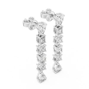 Pendientes Colgantes Únicos de Oro Blanco de 18 Quilates con Baño de Rodio, Diamantes Cultivados en Laboratorio de Corte Mixto de 2.7 Quilates, Certificados por IGI, para Uso Diario/en la Oficina - Product Image 1