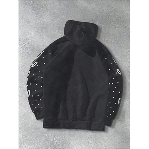 Sudadera con capucha de hombre con lavado ácido y pedrería, estilo vintage desgastado, de felpa francesa 100% algodón de alto gramaje, con cremallera completa, estilo urbano. - Product Image 4