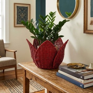 Panier en rotin tressé en forme de tulipe, panier de rangement décoratif multi-usages pour le salon, organisation de la maison, vente en gros, fabriqué au Vietnam - Product Image 6