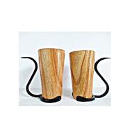 Polnisch veredelter Holz-Kaffeebecher mit Henkel, massiver Naturholz-Trinkbecher für Tee, Bier, Holz-Trinkgeschirr, Heimbar-Tischdeko