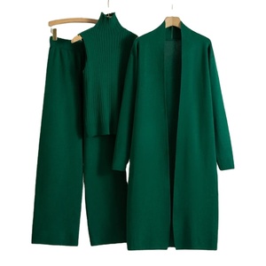 Nueva primavera otoño 3 piezas mujeres chándales moda tejido pantalón conjunto señoras suéter traje Vintage moda señoras 3 piezas conjunto - Product Image 5