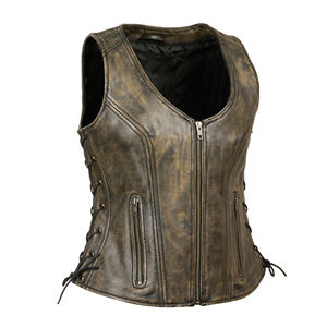 Gilet en cuir pour femme, personnalisable avec logo imprimé ou brodé, imperméable, protection hivernale, avec service OEM, qualité élégante - Product Image 1