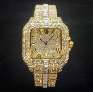 Reloj de Lujo para Hombre, Cuarzo Analógico con Diamantes, Caja Cuadrada, Cierre de Mariposa, Correa de 15mm, 28mm, 24cm, Diseño Moderno - Product Image 1