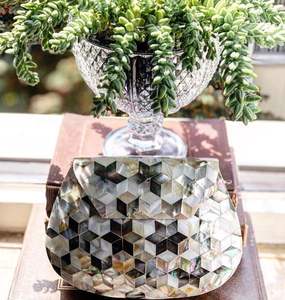 Best Fashion Mother of Pearl Inlay <b>Clutch</b> Handbag in <b>White</b> MOP with Chains for Girls Ladies by Quality Enterprises Resin Crafts - Product Image 1