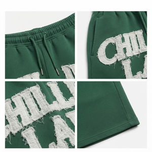 Shorts amples en coton pour femme, brodés et déchirés, en molleton French Terry surdimensionné - Product Image 6