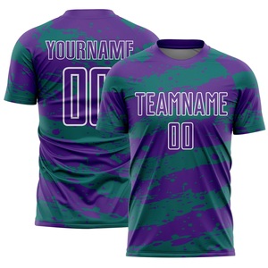 Nuevo Conjunto de Fútbol Morado y Verde, Uniforme de Fútbol Transpirable de Secado Rápido, Colores Personalizados, Nombre y Número del Jugador, Camiseta OEM ODM - Product Image 2