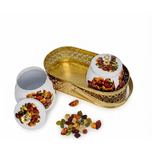 Ensemble de plateaux décoratifs en fer Meenakari Pichwai, motif floral moderne, pour Diwali, mariage, festival, artisanat traditionnel indien, multifonctionnel - Product Image 2
