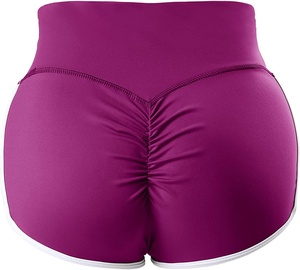 <b>Women</b> High Waisted Skinny Solid Compression Shorts Purple <b>White</b> Trim Sporty Quick Dry Elastic Waist - Product Image 5