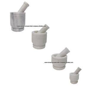 Mortero de mármol blanco más vendido con juego de mortero para especias, hierbas medicinales, pastillas, molinillo y triturador a buen precio - Product Image 3