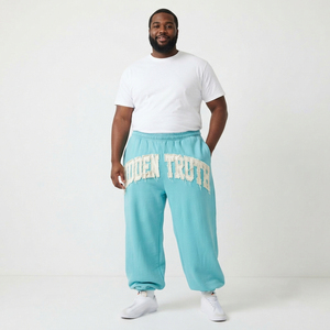 <b>Men</b> Plus Size Heavyweight Wide Leg Sweat Pants 100% Cotton Fleece <b>Baggy</b> Distressed Embroidery Fashion <b>Joggers</b> Sweat Pants <b>Men's</b> - Product Image 1