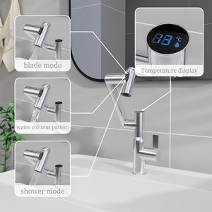 Interruttore cromato antiscivolo per bagno lavello Display temperatura 360 gradi rotativo a spruzzo freddo caldo funzione bagno doccia rubinetti - Product Image 2