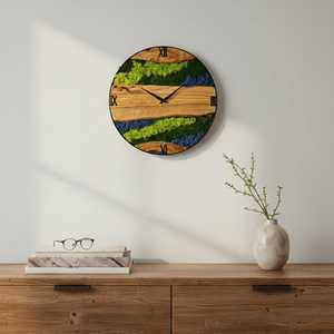 Natural Moss Wooden Wall <b>Clock</b> Handmade 3D Mechanical Rustic Forest Inspired Timepiece Botanical Home Decor Modern Artisan - Product Image 6