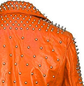 Chaqueta de Cuero Vacuno con Tachuelas Estilo Punk para Hombre, Chaqueta de Motero con Tela de Lona, Resistente al Viento, Transpirable, Ecológica, Informal de Invierno - Product Image 4