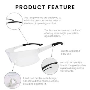 SA1333 Cheap Frameless Safety Glasses Clear PC UV380 ANSI/EN Certified Anti-Fog <b>Scratch</b> Resistance Non-slip Nose <b>Pads</b> - Product Image 5