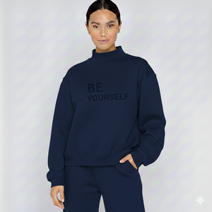 Sweat-shirt à col montant pour femme, silhouette décontractée, mode automne - Product Image 1