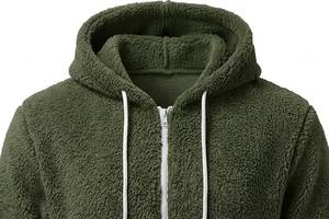 Men Long Breathable Woolen Sherpa Fleece Hooded Zip up Jacket Sherpa Lined Winter <b>Sweatshirt</b> Casual Outerwear OEM Service - Product Image 3