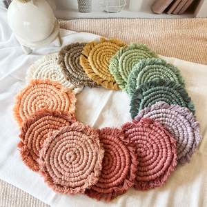 Sous-verres en macramé de qualité supérieure, style bohème chic, sous-verres en coton, style minimaliste, accessoires de table et sous-verres décoratifs pour boissons - Product Image 1