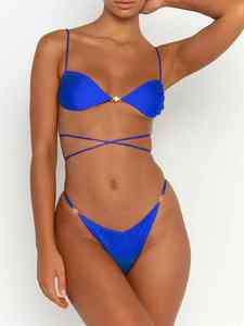 Conjunto de Bikini de Alta Calidad, Traje de Baño Sexy de Cobertura Mínima con Tirantes Ajustables para un Bronceado Perfecto - Product Image 2