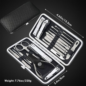 Manicure & <b>Pedicure</b> <b>Set</b> Stainless Steel Nail Grooming Tool Kit with Leather Bag for Fingernail Care - Product Image 6