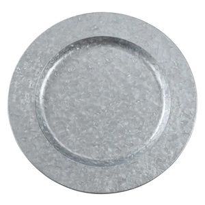 Plato base de metal galvanizado industrial con acabado de zinc, decorativo, para mesas de estilo rústico, de granja y campestre, para bodas. - Product Image 1