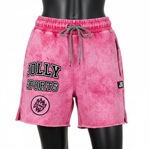 Shorts de mujer de algodón y poliéster con lavado ácido, tacto suave, dobladillo sin rematar, logotipo bordado en chenilla personalizado - Product Image 6