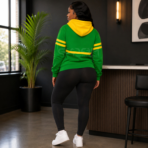 Sudadera con Capucha Cosh International Sorority Sisterhood en Verde y Amarillo con Bloques de Color, Sudadera Informal para Mujer con Bolsillos y Logotipo Personalizado en la Parte Delantera - Product Image 5