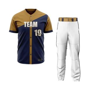 100% Polyester Personalized Breathable Baseball Jersey Button Down Sporty Style Shirt Set Custom Team Name Stitched Name/Number - Product Image 5