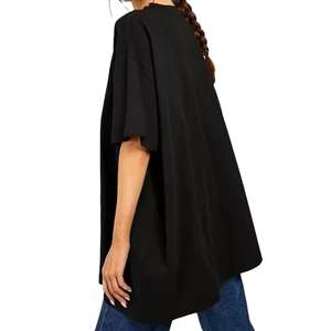 Camisetas de Mujer de Alta Calidad Hechas en Pakistán, Camiseta Negra Oversize de Algodón 100%, Camiseta de Color Sólido al por Mayor, Corte Holgado - Product Image 2