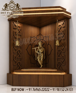 New Design Solid Teak Wood Corner Temple For Home Handcrafted Wooden Pooja Mandir with Storage Corner Design Temple for Home - Product Image 5
