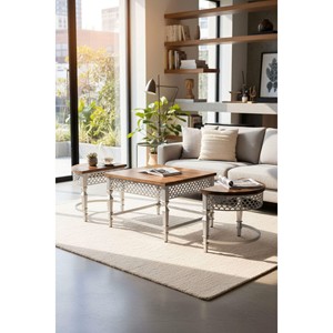 Handcrafted Jodhpur Mango Wood <b>Side</b> <b>Table</b> with Iron Base | Wholesale - Product Image 1