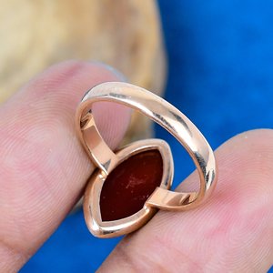 Natural carnelian Gemstone Marquise Shape <b>Ring</b> Rose Gold Over <b>925</b> Sterling <b>Silver</b> - Product Image 4