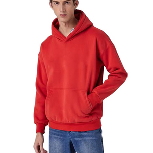 Sweat à capuche streetwear ample en coton tricoté de haute qualité pour homme, avec épaules tombantes et manches chauve-souris sur le devant - Product Image 1