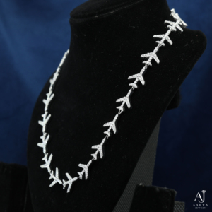 AARVA JEWELS Arrow Moissanite <b>Statement</b> <b>Necklace</b> 925 Silver Rhodium Plated Luxury Party Unisex <b>Necklaces</b> - Product Image 1