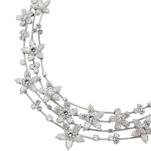 Luxury Flower Diamond <b>Choker</b> Necklace Women's 925 <b>Silver</b> Rhodium Plated Round Brilliant Cut Wedding Jewelry - Product Image 3