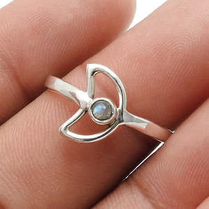 Solid 925 Sterling Silver <b>Ring</b> With Open Moon Design Handmade Round <b>Labradorite</b> Gemstone Bohemian <b>Ring</b> Perfect For Wear Daily - Product Image 5