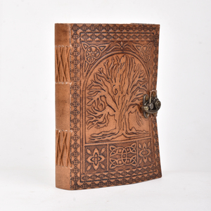 A5 Vintage Tree of Life <b>Diary</b> <b>Notebook</b> 100 Pages Lock Journal Embossed Leather Look Celtic Design Premium Durable Handmade Gift - Product Image 2
