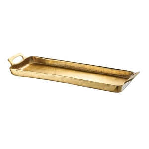 Luxury Antique Aluminium Rectangular Metal Accent <b>Plate</b> <b>Side</b> Ring Handles Keys Storage Tray Home Living Room Table Decor - Product Image 2