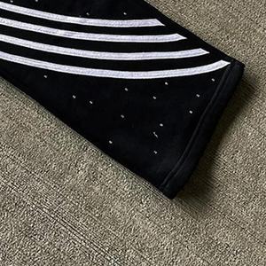 Pantalon de survêtement à rayures pour hommes pantalon de survêtement unisexe/pantalon évasé en polyester avec strass et logo personnalisé - Product Image 5