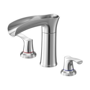 Set Rubinetto Vasca da Bagno a Cascata Stile Romano, Montaggio su Ponte a 3 Fori, in Lega di Zinco, 2 Maniglie, Serie Bagno e Doccia - Product Image 1
